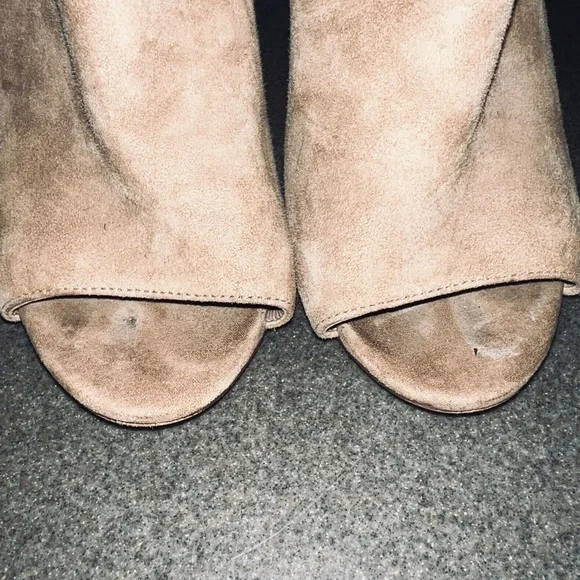 Sam Edelman Tan Suede Leather Yarn Peep Toe Ankle Booties women's size 8.5 - Picture 4 of 8